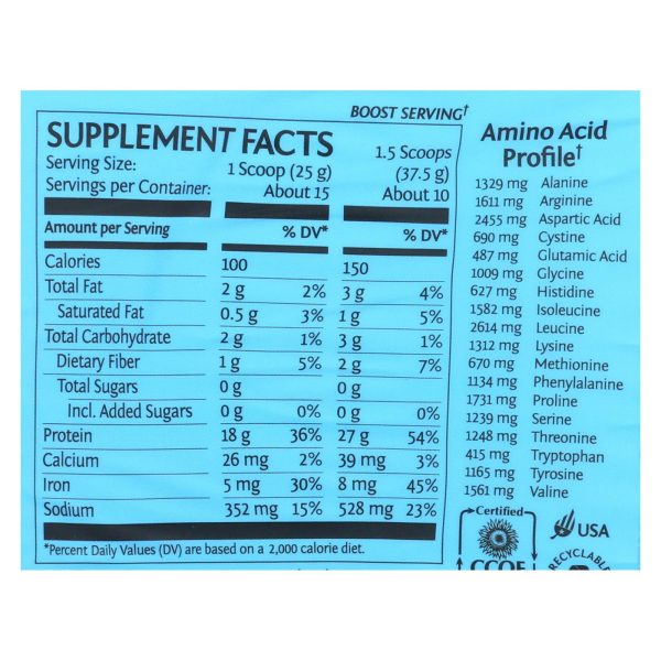 Sunwarrior Warrior Vanilla Blend Pea, Hemp Seed & Goji Berry Blended Protein  - 1 Each - 375 GRM - Image 2