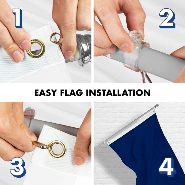 G128 Combo Pack: 5 Ft Tangle Free Aluminum Spinning Flagpole (Silver) & Solid Blue Color Flag 2.5x4 Ft, LiteWeave Pro Series Printed 150D Polyester | Pole with Flag Included - Image 7