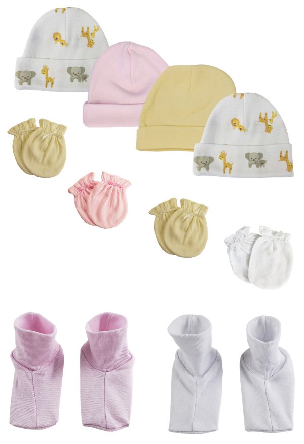 Baby Girls Caps, Booties And Mittens (pack Of 10) Nc_0382