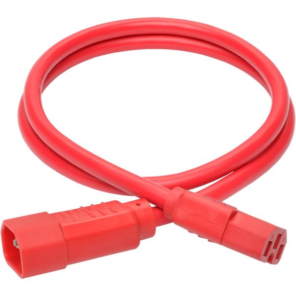 Eaton Tripp Lite Series Power Cord C14 to C15 - Heavy-Duty, 15A, 250V, 14 AWG, 3 ft. (0.91 m), Red - Image 2