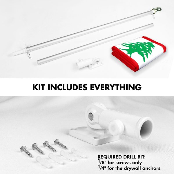 G128 Combo Pack: 6 Ft Tangle Free Spinning Flagpole (Silver) & Lebanon Flag 3x5 Ft Printed 150D Polyester, Brass Grommets (Flag Included) Aluminum Flag Pole - Image 2