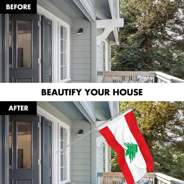 G128 Combo Pack: 6 Ft Tangle Free Spinning Flagpole (Silver) & Lebanon Flag 3x5 Ft Printed 150D Polyester, Brass Grommets (Flag Included) Aluminum Flag Pole - Image 3