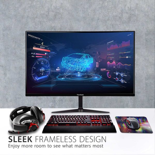 ViewSonic VX2718-PC-MHD 27 Inch Curved 1080p 1ms 180Hz Gaming Monitor with FreeSync Premium, Eye Care, HDMI and Display Port - Image 4