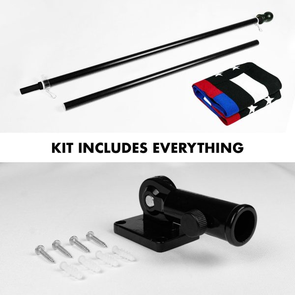 G128 - 6 Feet Tangle Free Spinning Flagpole (Black) Thin Blue&Red Line Flag Brass Grommets Spun Polyester 3x5 ft (Flag Included) Aluminum Flag Pole - Image 2