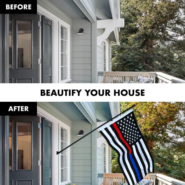 G128 - 6 Feet Tangle Free Spinning Flagpole (Black) Thin Blue&Red Line Flag Brass Grommets Spun Polyester 3x5 ft (Flag Included) Aluminum Flag Pole - Image 3