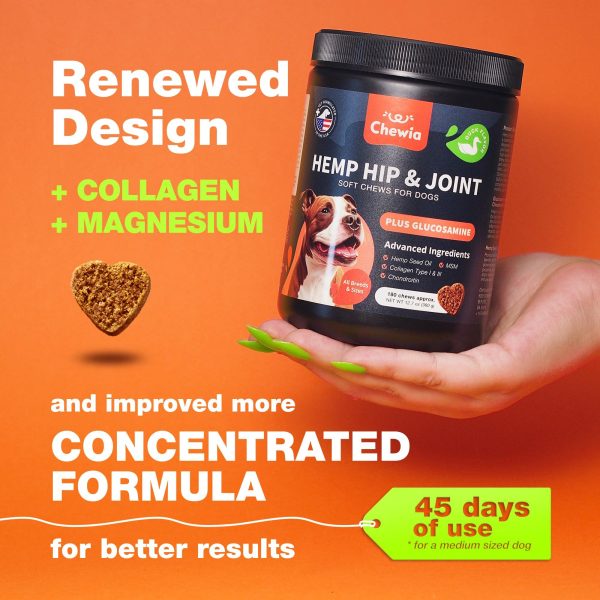 Glucosamine for Dogs   Hemp Hip and Joint Supplement for Dogs   Glucosamine Chondroitin Chews with MSM Turmeric Collagen for Mobility Bone Skin and Coat Health   Maintains Muscle Strength - Image 2
