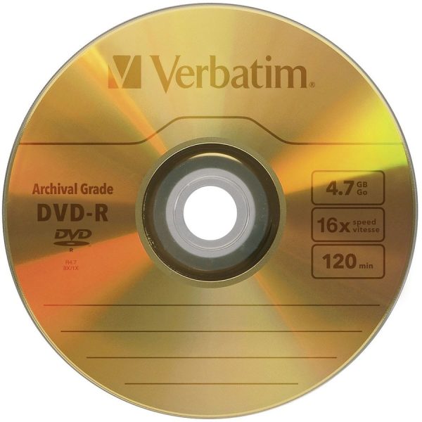 Verbatim DVD-R 4.7GB 16X UltraLife Gold Archival Grade with Branded Surface and Hard Coat - 5pk Jewel Case - Image 2