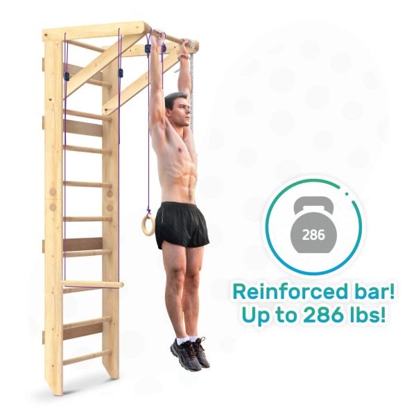 WEDANTA Wooden Swedish Ladder Wall Set – Kids Stall Bars for Exercise – Kids Swedish Gymnastic Wall Gym – Wood Stall Bar Gymnastics Playground – Best Gym for All Family - Image 4