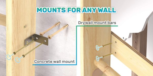 WEDANTA Wooden Swedish Ladder Wall Set – Kids Stall Bars for Exercise – Kids Swedish Gymnastic Wall Gym – Wood Stall Bar Gymnastics Playground – Best Gym for All Family - Image 6