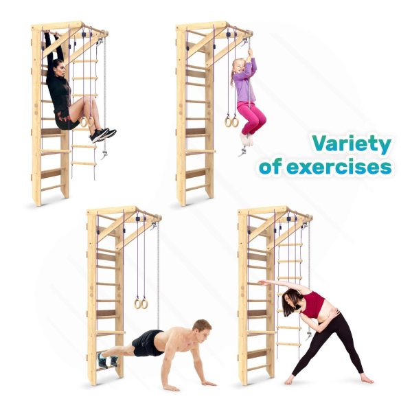 WEDANTA Wooden Swedish Ladder Wall Set – Kids Stall Bars for Exercise – Kids Swedish Gymnastic Wall Gym – Wood Stall Bar Gymnastics Playground – Best Gym for All Family - Image 7