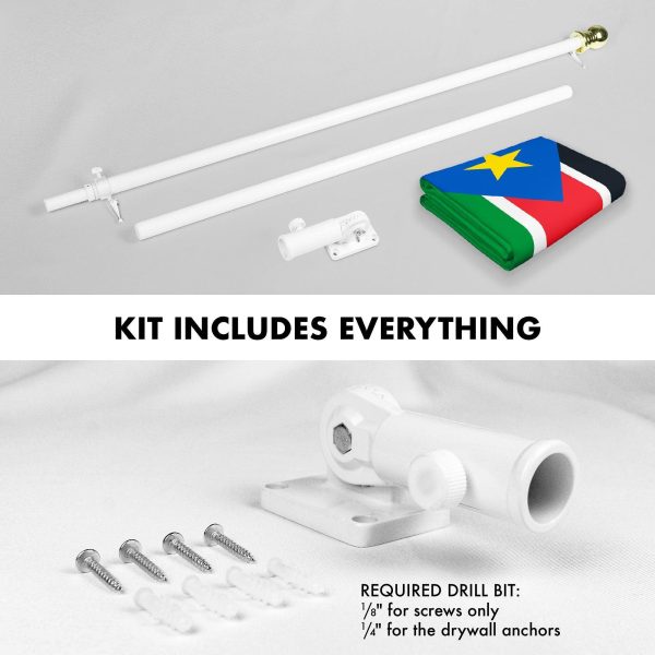G128 Combo Pack: 6 Ft Tangle Free Aluminum Spinning Flagpole (White) & South Sudan South Sudanese Flag 3x5 Ft, LiteWeave Pro Series Printed 150D Polyester | Pole with Flag Included - Image 2