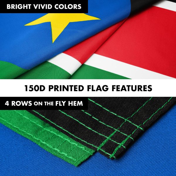 G128 Combo Pack: 6 Ft Tangle Free Aluminum Spinning Flagpole (White) & South Sudan South Sudanese Flag 3x5 Ft, LiteWeave Pro Series Printed 150D Polyester | Pole with Flag Included - Image 5