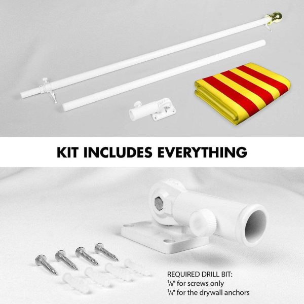 G128 Combo Pack: 6 Ft Tangle Free Spinning Flagpole (White) & South Vietnam Flag 3x5 Ft Printed 150D Polyester, Brass Grommets (Flag Included) Aluminum Flag Pole - Image 2