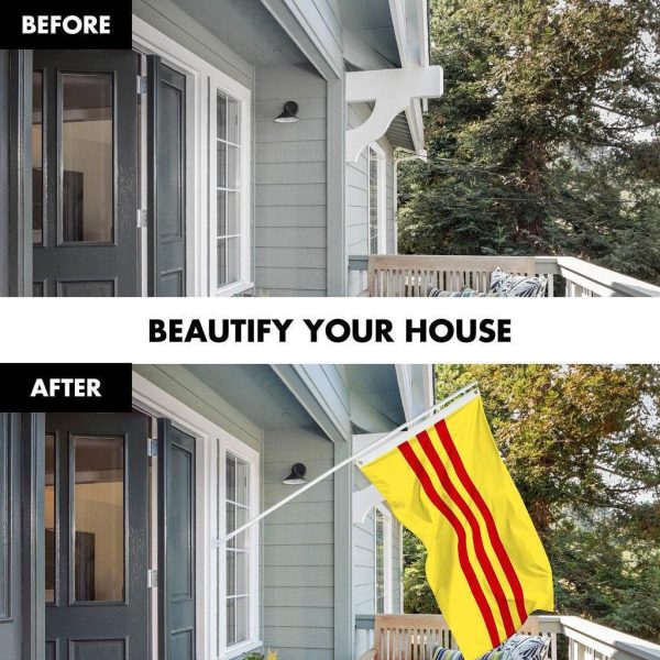 G128 Combo Pack: 6 Ft Tangle Free Spinning Flagpole (White) & South Vietnam Flag 3x5 Ft Printed 150D Polyester, Brass Grommets (Flag Included) Aluminum Flag Pole - Image 3