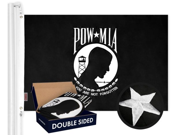 POW MIA Flag 210D Embroidered Polyester 2x3 Ft - Double Sided 2ply