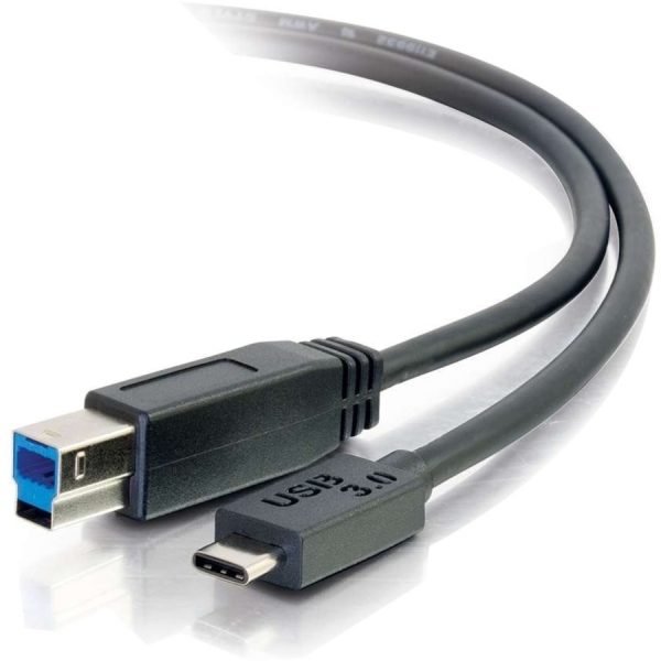 C2G 6ft (1.8m) USB 3.0 (USB 3.1 Gen 1) USB-C to USB-B Cable M/M - Black - Image 2