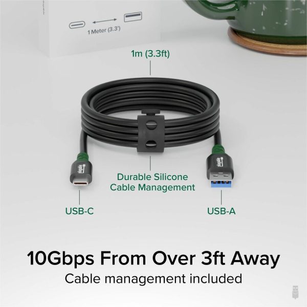 Plugable USB C to USB A Cable, USB 3.2 Gen 2 USB Cables, 3A (15W) Charging USB C Data Cable - Image 2