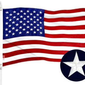 G128 American USA Flag | 20x30 In | ToughWeave Series Embroidered 210D Polyester | Country Flag, Embroidered Stars, Sewn Stripes, Indoor/Outdoor, Vibrant Colors, Brass Grommets