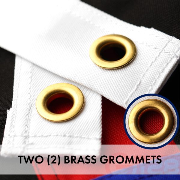 G128 - Thin Blue Line Police & Thin Red Line Firefighter Heavy Duty 220GSM Tough Spun Polyester Embroidered 2x3ft US American Flag Brass Grommets Honoring Law Enforcement Officers First Responder - Image 3