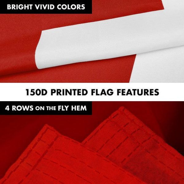 G128 Combo Pack: 6 Feet Tangle Free Spinning Flagpole (White) Switzerland Swiss Flag 3x5 ft Printed 150D Brass Grommets (Flag Included) Aluminum Flag Pole - Image 5