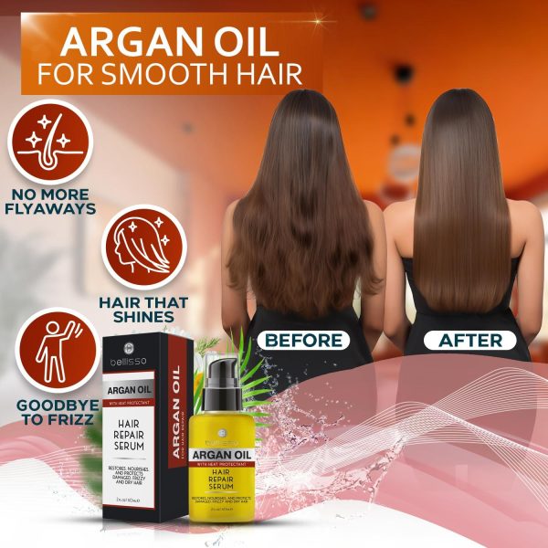 Moroccan Argan Oil Serum   Frizz Control Hair Care Products for Women   Moisturizer Treatment for Damaged Frizzy Dry Curly and Straight Hair   Travel Size Hydration and Leave in Conditioner - Image 2