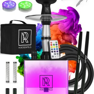 Hookah 2 Hose Hookah Set   YADO Square Hookah To Go with Hookah Charcoal Holder Heat Management Device and Black Silicone Hookah Bowl Set and Bag for Shisha Portable Hookah Set with Everything