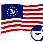 G128 American USA Yacht Ensign Nautical Flag | 16x24 In | ToughWeave Series Embroidered 210D Poly | Embroidered Stars, Sewn Stripes, Indoor/Outdoor, Vibrant Colors, Brass Grommets, High Quality