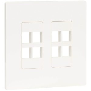Eaton Tripp Lite Series 8-Port Keystone Double-Gang Faceplate, White, TAA