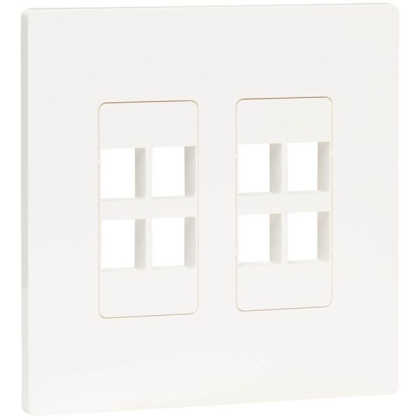 Eaton Tripp Lite Series 8-Port Keystone Double-Gang Faceplate, White, TAA