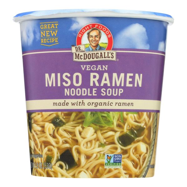 Dr. McDougall's Vegan Miso Ramen Soup Big Cup with Noodles - Case of 6 - 1.9 oz. - Image 2