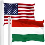 G128 Combo Pack: American USA Flag 3x5 Ft & Hungary Flag 3x5 Ft, Both Printed 150D Polyester, Indoor/Outdoor, Brass Grommets