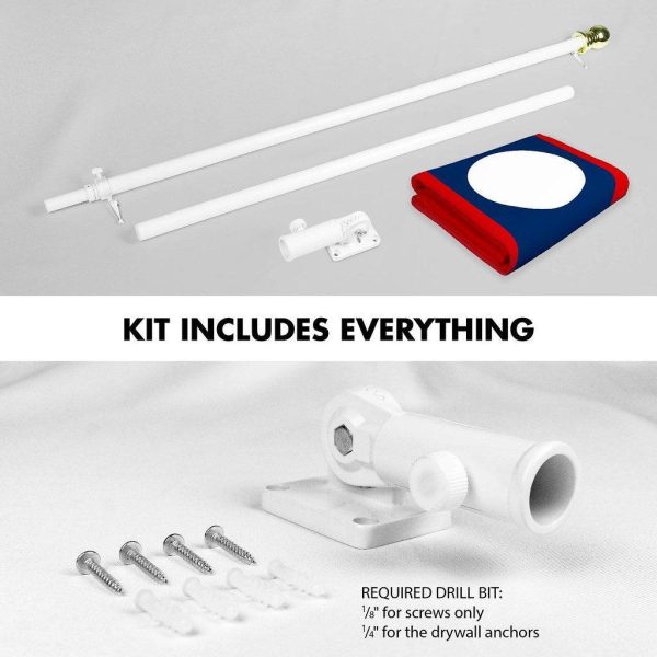 G128 Combo Pack: 6 Ft Tangle Free Spinning Flagpole (White) & Laos Flag 3x5 Ft Printed 150D Polyester, Brass Grommets (Flag Included) Aluminum Flag Pole - Image 2