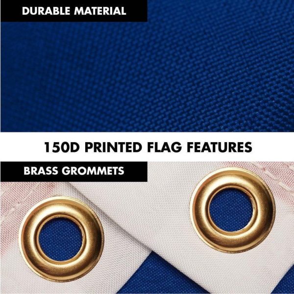 G128 Combo Pack: 6 Ft Tangle Free Spinning Flagpole (White) & Laos Flag 3x5 Ft Printed 150D Polyester, Brass Grommets (Flag Included) Aluminum Flag Pole - Image 4