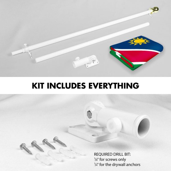 G128 Combo Pack: 6 Ft Tangle Free Aluminum Spinning Flagpole (White) & Namibia Namibian Flag 3x5 Ft, LiteWeave Pro Series Printed 150D Polyester | Pole with Flag Included - Image 2