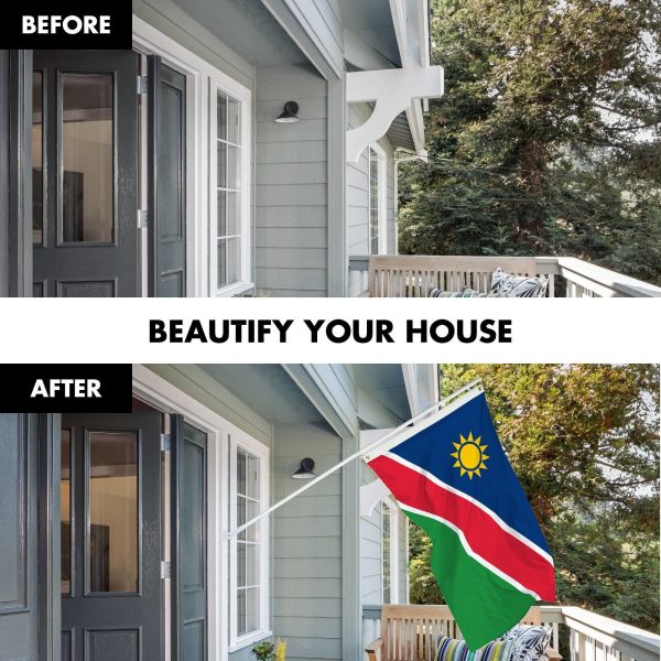 G128 Combo Pack: 6 Ft Tangle Free Aluminum Spinning Flagpole (White) & Namibia Namibian Flag 3x5 Ft, LiteWeave Pro Series Printed 150D Polyester | Pole with Flag Included - Image 3