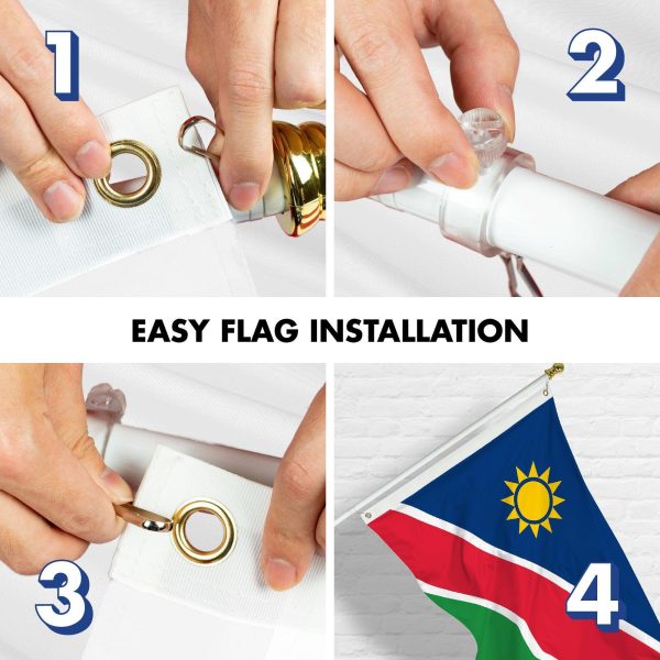 G128 Combo Pack: 6 Ft Tangle Free Aluminum Spinning Flagpole (White) & Namibia Namibian Flag 3x5 Ft, LiteWeave Pro Series Printed 150D Polyester | Pole with Flag Included - Image 7