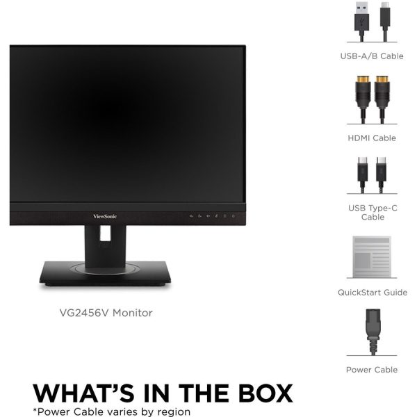 ViewSonic VG2456V 24 Inch 1080p Video Conference Monitor with Webcam, 2 Way Powered 90W USB C, Docking Built-In, Gigabit Ethernet RJ45, 40 Degree Tilt Ergonomics - Image 8