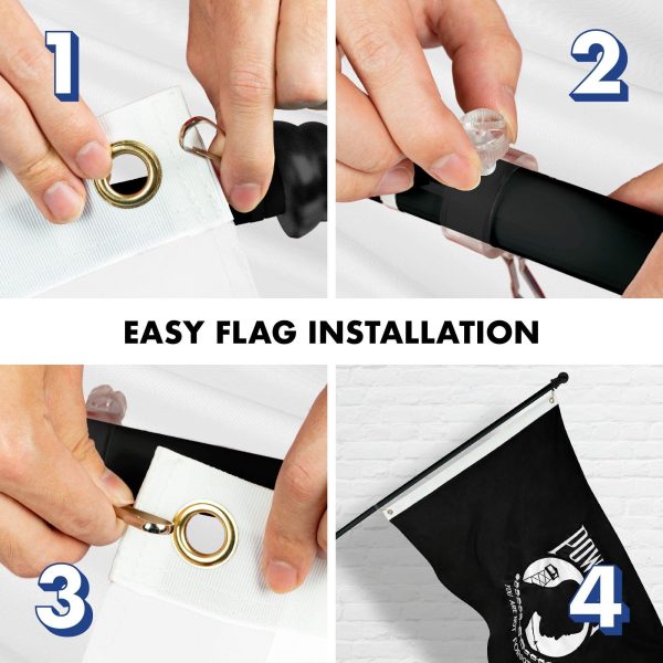 G128 - 5 Feet Tangle Free Spinning Flagpole (Black) POW/MIA Flag Double Sided Brass Grommets Embroidered 2x3 ft (Flag Included) Aluminum Flag Pole - Image 7