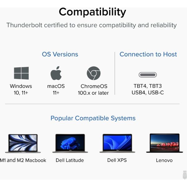 Plugable Thunderbolt 4 Cable with 240W Charging, Thunderbolt Certified, 3.3 Feet (1M),1x 8K Display, 40 Gbps - Image 6