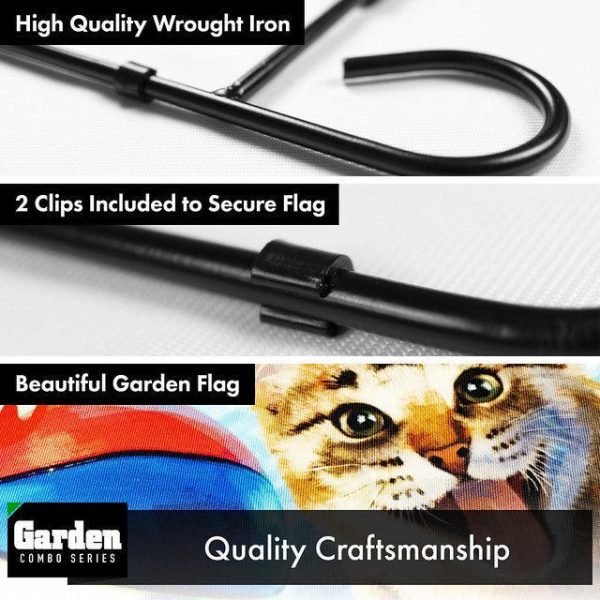 G128 Combo Pack: Garden Flag Stand Black 36x16 Inch & Garden Flag Summer Fun with Cat in Pool 12x18 Inch - Image 3