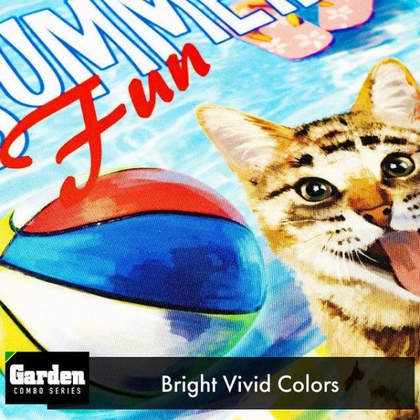 G128 Combo Pack: Garden Flag Stand Black 36x16 Inch & Garden Flag Summer Fun with Cat in Pool 12x18 Inch - Image 5