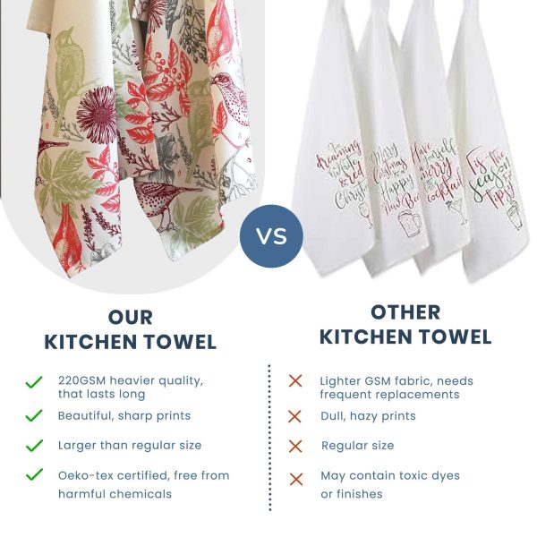 The Fine Living Co. 100% Cotton Kitchen Towels Set of 2 18 x 28 inches Pomegranate Printed Dish Towels Hand Towels Boho Tea Towels   Multifunctional Stylish Absorbent Quick Dry Soft - Image 5