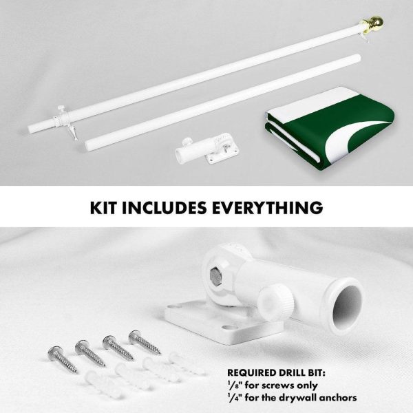 G128 Combo Pack: 6 Ft Tangle Free Spinning Flagpole (White) & Pakistan Flag 3x5 Ft Printed 150D Polyester, Brass Grommets (Flag Included) Aluminum Flag Pole - Image 2
