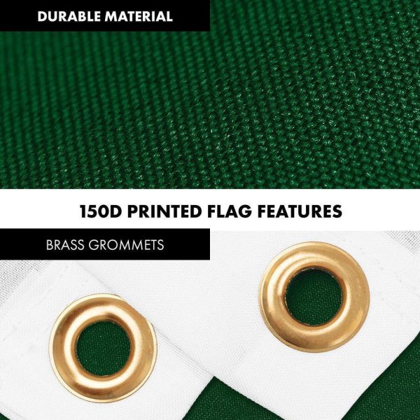 G128 Combo Pack: 6 Ft Tangle Free Spinning Flagpole (White) & Pakistan Flag 3x5 Ft Printed 150D Polyester, Brass Grommets (Flag Included) Aluminum Flag Pole - Image 4