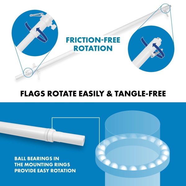 G128 Combo Pack: 6 Ft Tangle Free Spinning Flagpole (White) & Pakistan Flag 3x5 Ft Printed 150D Polyester, Brass Grommets (Flag Included) Aluminum Flag Pole - Image 9