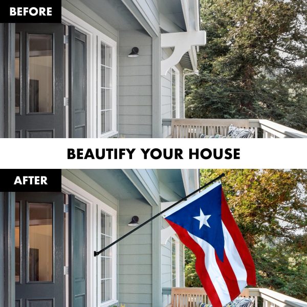 G128 Combo Pack: 5 Ft Tangle Free Aluminum Spinning Flagpole (Black) & Puerto Rico Puerto Rican Flag 2.5x4 Ft, ToughWeave Series Embroidered 300D Polyester | Pole with Flag Included - Image 3