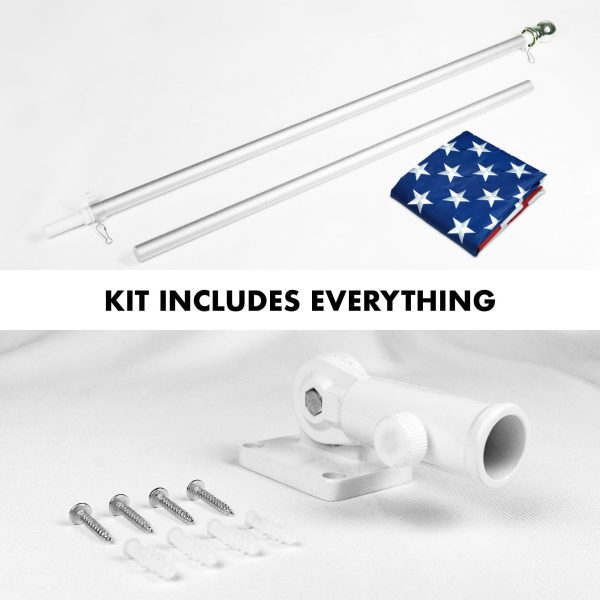G128 - 5 Feet Tangle Free Spinning Flagpole (Silver) American Flag Brass Grommets Embroidered 2.5x4 ft American Flag Brass Grommets (Flag Included) Aluminum Flag Pole - Image 2