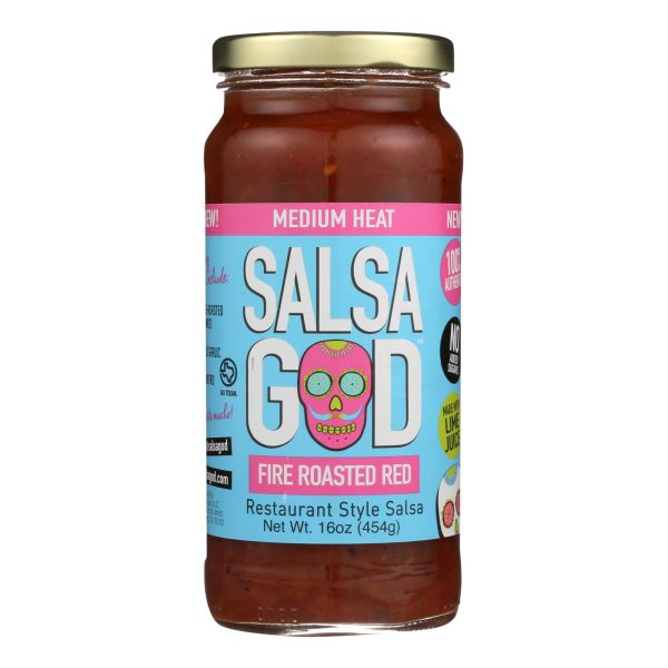 Salsa God Medium Fire Roasted Red Salsa  - Case of 6 - 16 OZ - Image 2