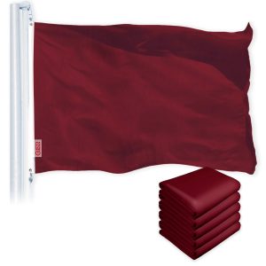 G128 5 Pack: Solid Burgundy Color Flag | 2x3 Ft | LiteWeave Pro Series Printed 150D Polyester | Indoor/Outdoor, Vibrant Colors, Brass Grommets, Thicker and More Durable Than 100D 75D Polyester