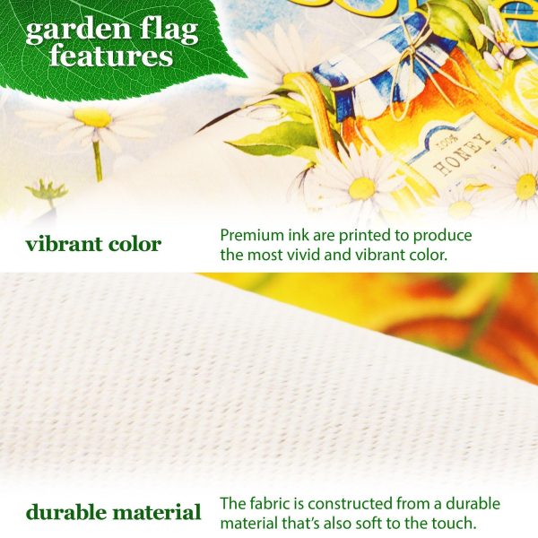 G128 Combo Pack: Garden Flag Stand Black 36 in x 16 in & Garden Flag Spring Decoration Welcome Bee Gnome with Honey 12"x18" Double-Sided Blockout Fabric - Image 3